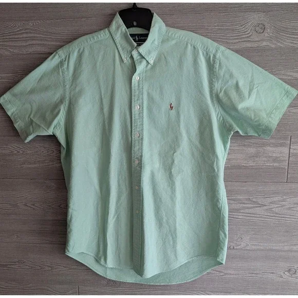 Polo Ralph Lauren Mens Classic Fit Mint Green Oxford Short Sleeve Shirt Size M - Picture 1 of 9